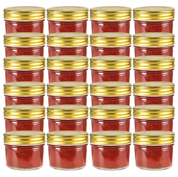 VidaXL Staklenke za džem sa zlatnim poklopcima 24 kom 110 ml