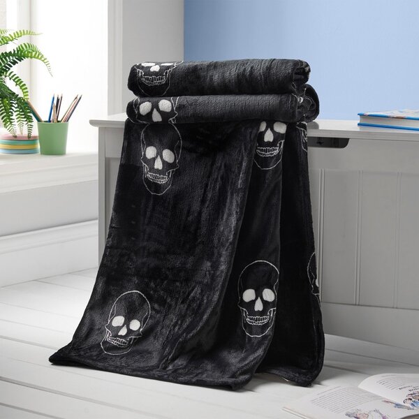 Tamno siva deka za bebe od mikropliša 130x170 cm Skulls – Catherine Lansfield
