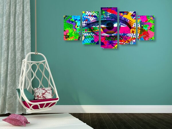 5-dijelna slika ljudsko oko u pop-art stilu