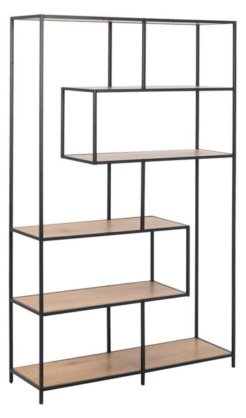 Crna/u prirodnoj boji biblioteka u dekoru hrasta 114x185 cm Seaford – Actona