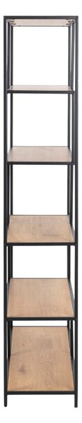 Crna/u prirodnoj boji biblioteka u dekoru hrasta 114x185 cm Seaford – Actona