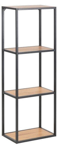 Crna/u prirodnoj boji zidna polica u dekoru hrasta 37x108 cm Seaford – Actona