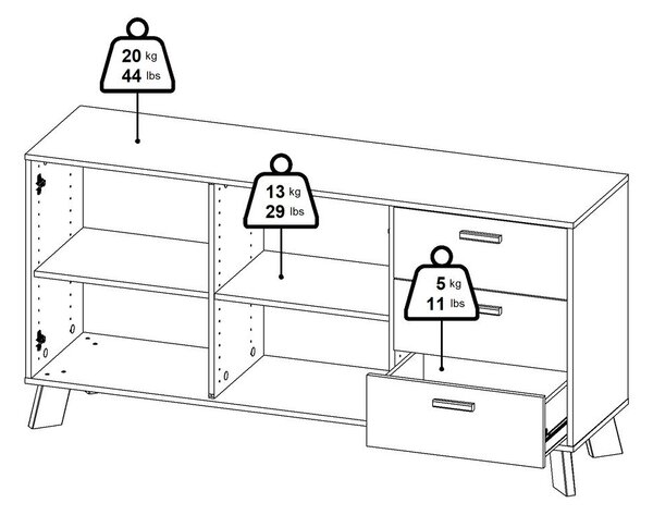 Bijela/u prirodnoj boji komoda u dekoru hrasta 147x73x39 cm Ikast – Tvilum