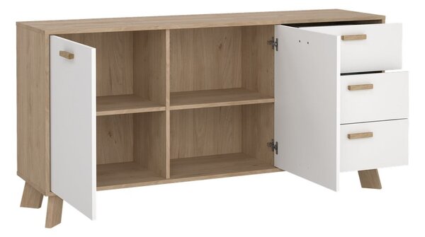 Bijela/u prirodnoj boji komoda u dekoru hrasta 147x73x39 cm Ikast – Tvilum