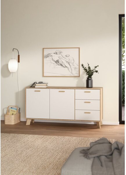 Bijela/u prirodnoj boji komoda u dekoru hrasta 147x73x39 cm Ikast – Tvilum