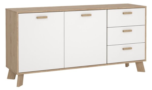 Bijela/u prirodnoj boji komoda u dekoru hrasta 147x73x39 cm Ikast – Tvilum