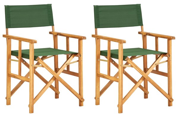 VidaXL Redateljske stolice 2 kom od masivnog bagremovog drva zelene