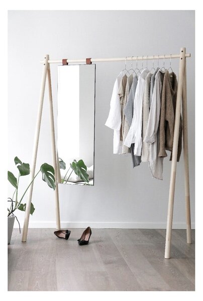 Stalak-vješalica od borovine s ogledalom Karup Design Hongi Natural
