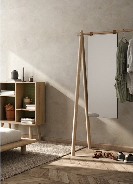 Stalak-vješalica od borovine s ogledalom Karup Design Hongi Natural
