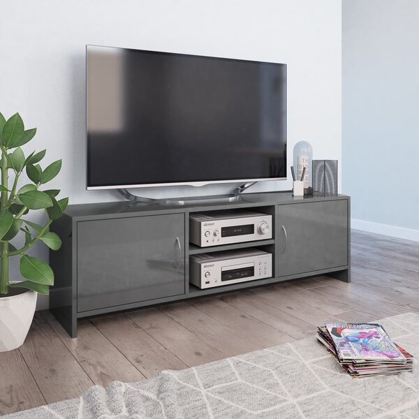 VidaXL TV ormarić od iverice visoki sjaj sivi 120 x 30 x 37,5 cm