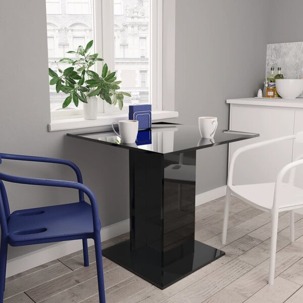 VidaXL Blagovaonski stol visoki sjaj crni 80 x 80 x 75 cm od iverice
