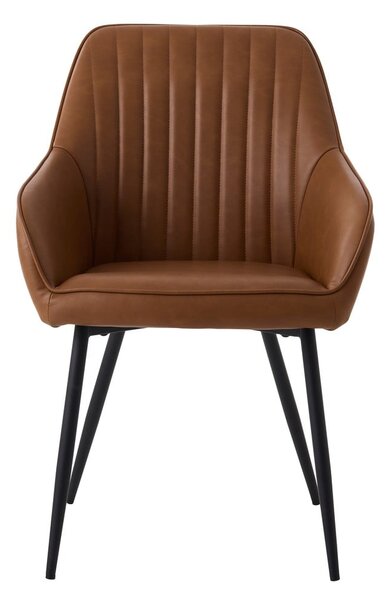 Smeđe podstavljene blagovaonske stolice u setu s naslonima za ruke 2 kom Nolan Stripe – Unique Furniture