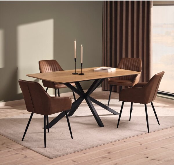 Smeđe podstavljene blagovaonske stolice u setu s naslonima za ruke 2 kom Nolan Stripe – Unique Furniture