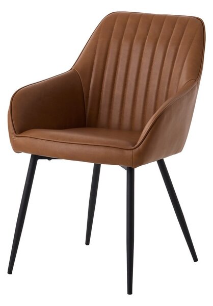 Smeđe podstavljene blagovaonske stolice u setu s naslonima za ruke 2 kom Nolan Stripe – Unique Furniture