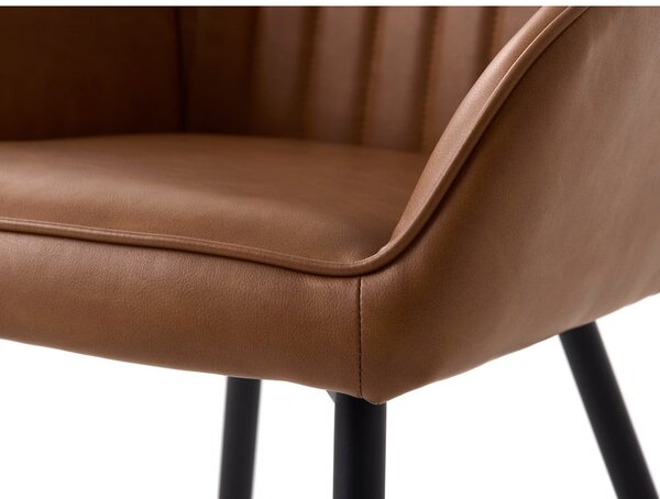 Smeđe podstavljene blagovaonske stolice u setu s naslonima za ruke 2 kom Nolan Stripe – Unique Furniture