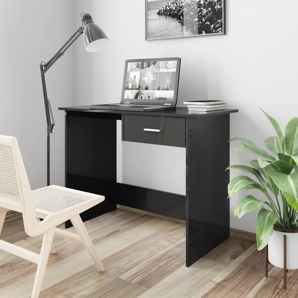 VidaXL Radni stol visoki sjaj crni 100 x 50 x 76 cm od iverice