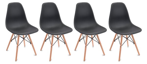 Blagovaonske stolice 4 kom crne skandinavski stil Classic