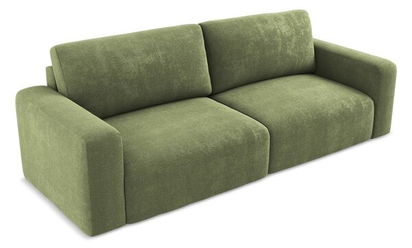 Zelena sklopiva/s prostorom za odlaganje sofa od šenila 252 cm Kona – Makamii