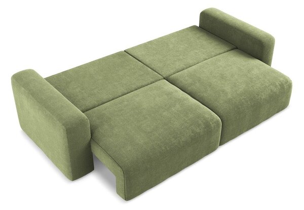 Zelena sklopiva/s prostorom za odlaganje sofa od šenila 252 cm Kona – Makamii
