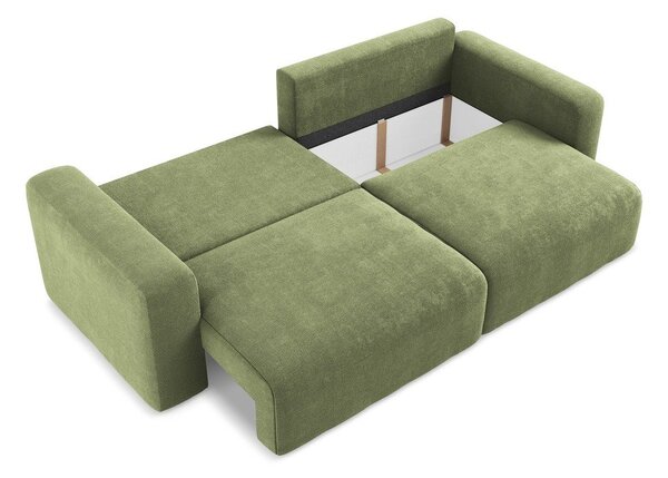 Zelena sklopiva/s prostorom za odlaganje sofa od šenila 252 cm Kona – Makamii