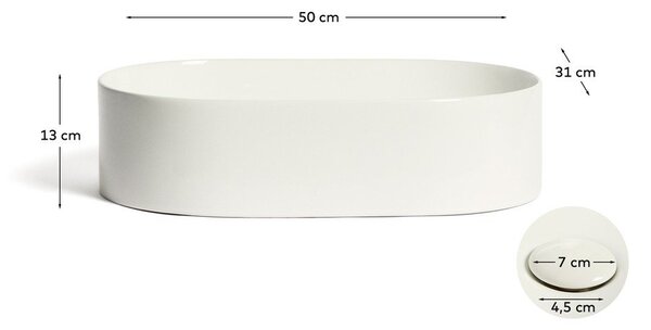 Bijeli keramički umivaonik 50x31 cm Ovara – Kave Home