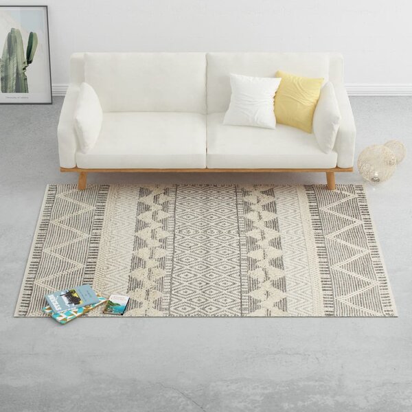 VidaXL Ručno tkani tepih od vune 160 x 230 cm bijeli/sivi/crni/smeđi