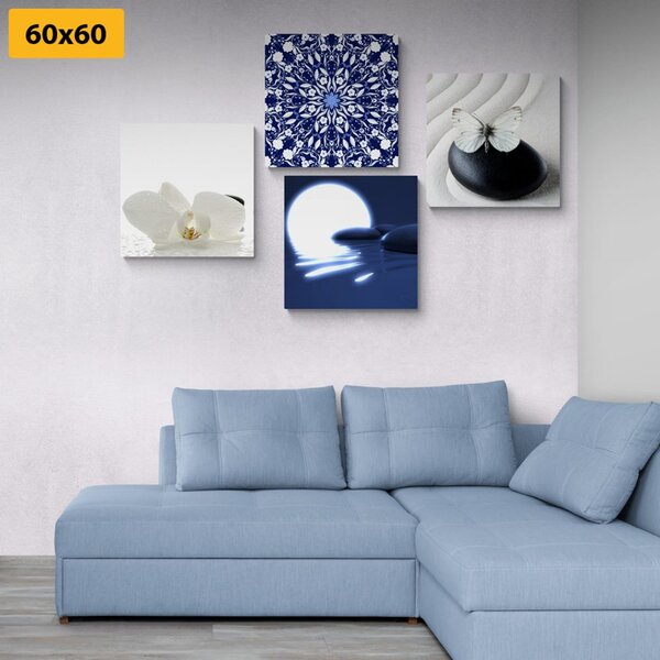 Set slika Feng Shui u bijelo-plavom dizajnu