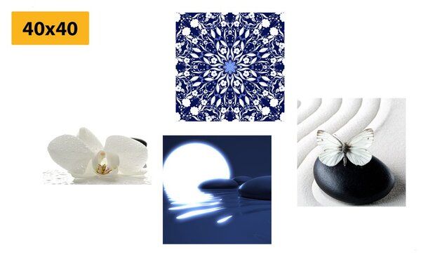 Set slika Feng Shui u bijelo-plavom dizajnu