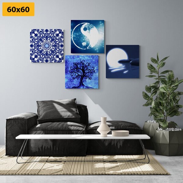 Set slika Feng Shui u plavom dizajnu