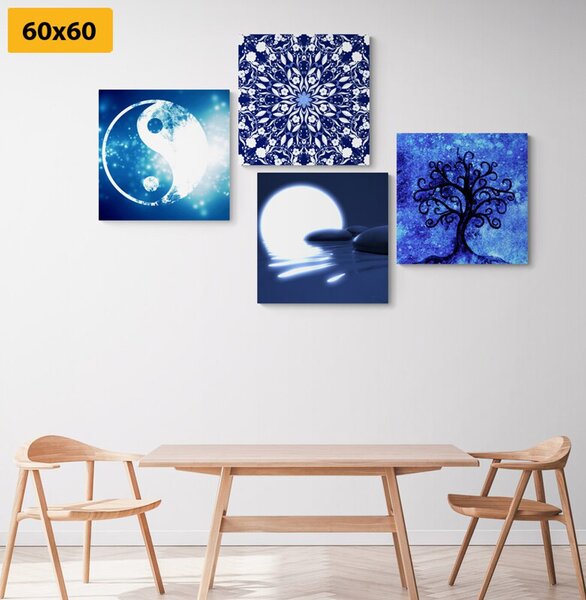 Set slika Feng Shui u plavom dizajnu