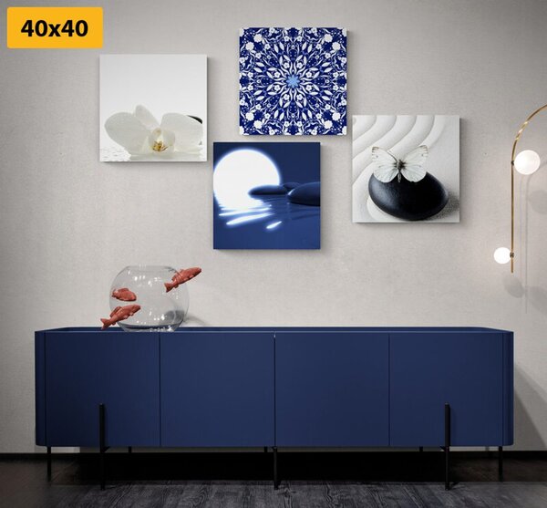 Set slika Feng Shui u bijelo-plavom dizajnu