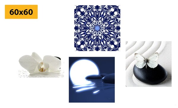Set slika Feng Shui u bijelo-plavom dizajnu