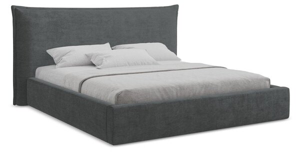 Tamno sivi tapecirani bračni krevet s prostorom za odlaganje s podnicom 180x200 cm Esala – Makamii
