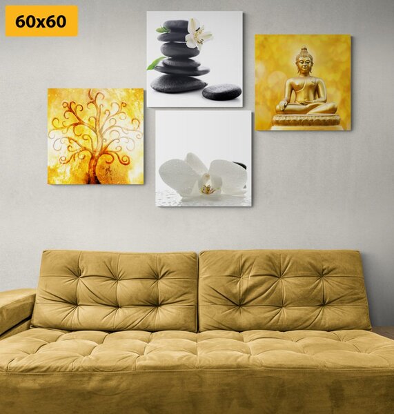 Set slika Feng Shui u bijelo-žutom dizajnu