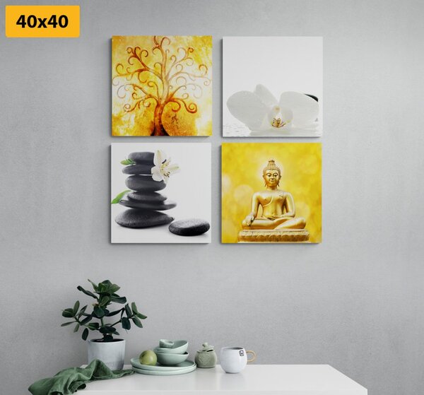 Set slika Feng Shui u bijelo-žutom dizajnu