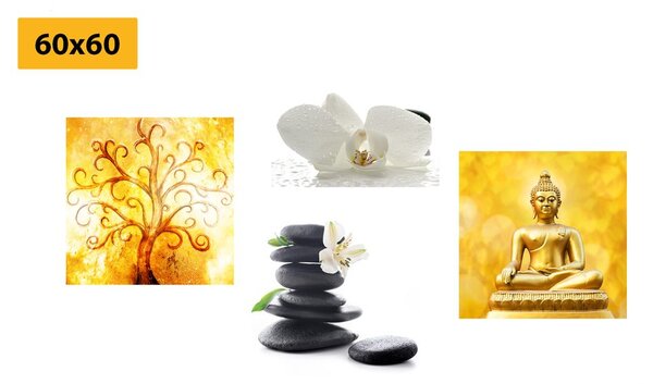 Set slika Feng Shui u bijelo-žutom dizajnu