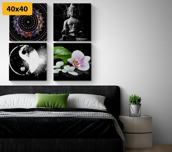 Set slika Feng Shui na crnoj pozadini
