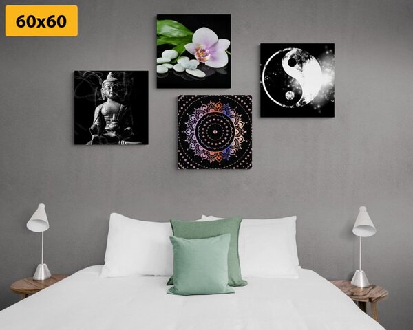 Set slika Feng Shui na crnoj pozadini