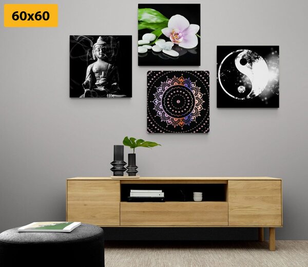 Set slika Feng Shui na crnoj pozadini