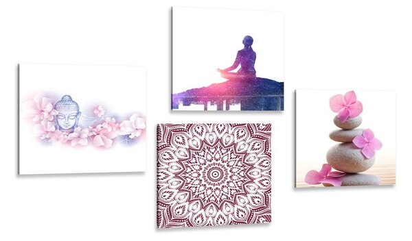 Set slika Feng Shui u ružičastom tonu