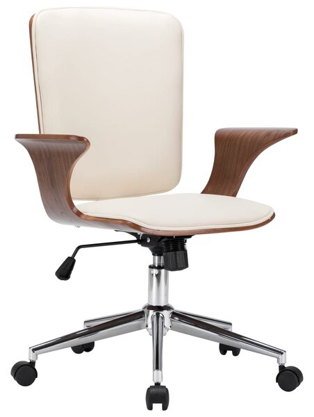 VidaXL Okretna uredska stolica od umjetne kože i savijenog drva krem
