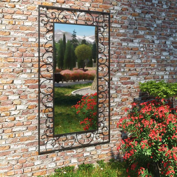 VidaXL Vrtno zidno ogledalo pravokutno 60 x 110 cm crno