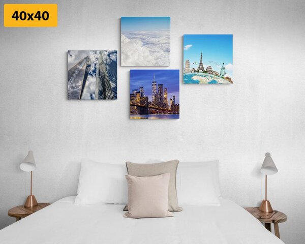 Set slika pogled na nebodere u gradu New Yorku