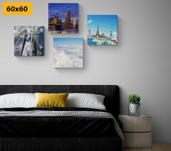 Set slika pogled na nebodere u gradu New Yorku