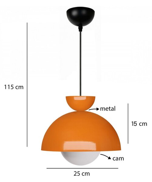 Narančasta viseća svjetiljka s metalnim sjenilom ø 25 cm Arta – Opviq lights