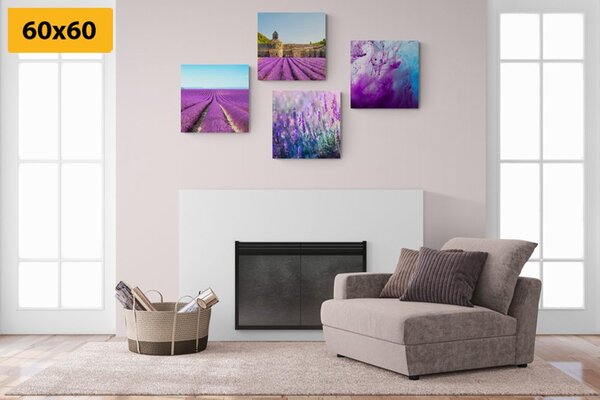Set slika lavanda s apstrakcijom