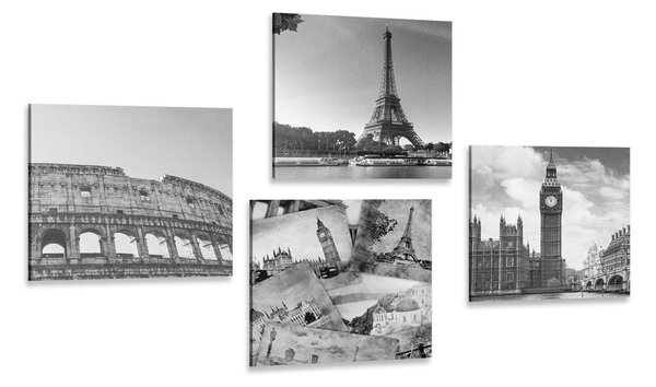 Set slika povijesno blago u crno-bijelom dizajnu
