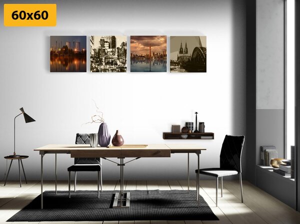 Set slika industrijski grad s apstrakcijom