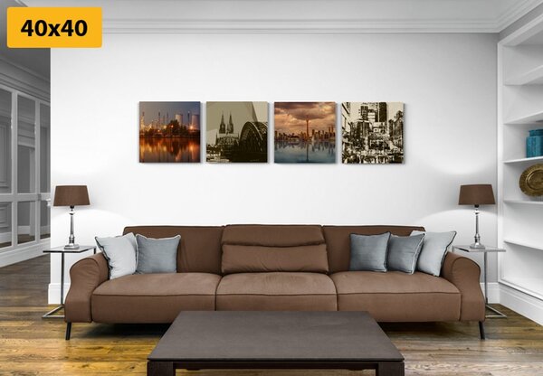 Set slika industrijski grad s apstrakcijom