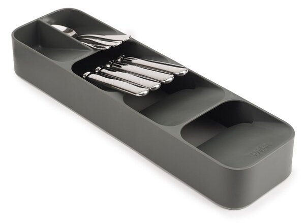 Sivi plastičan organizator pribora 11 x 39,5 cm Duo – Joseph Joseph